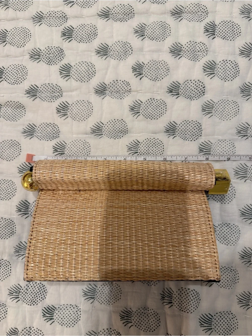 **summer** must have bag woven rattan Roll-Top Clutch with Gold Hardware